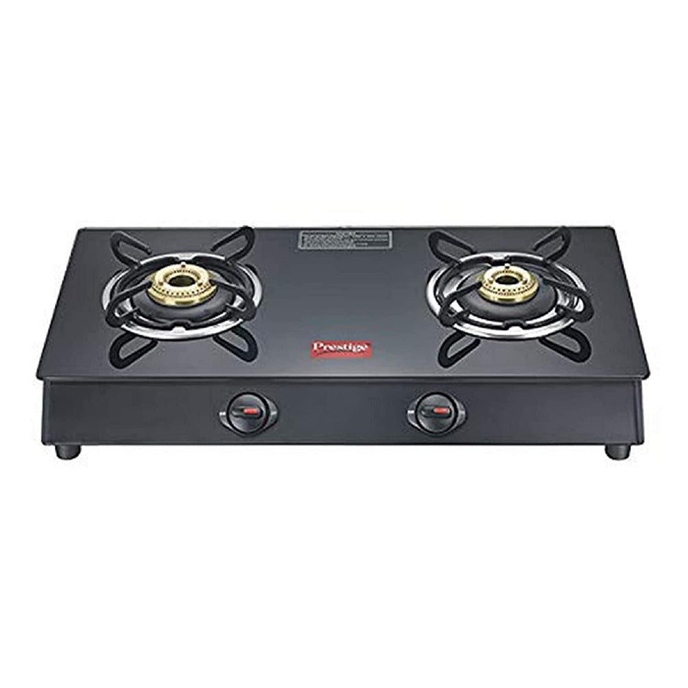 Prestige Marvel Plus 2 Burner Glass Top Gas Stove | Black
