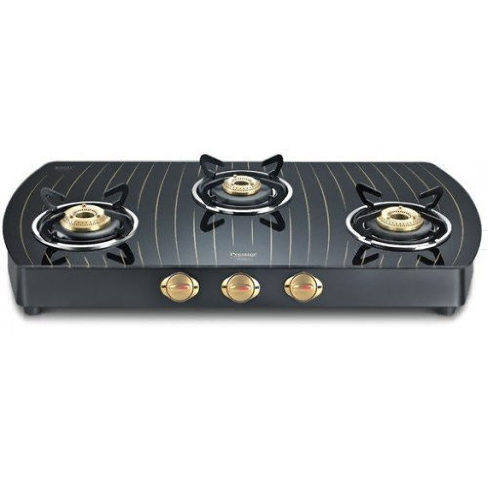 Prestige Premia Schott Gts 03 D Gold, 3 Burner Gas Stove