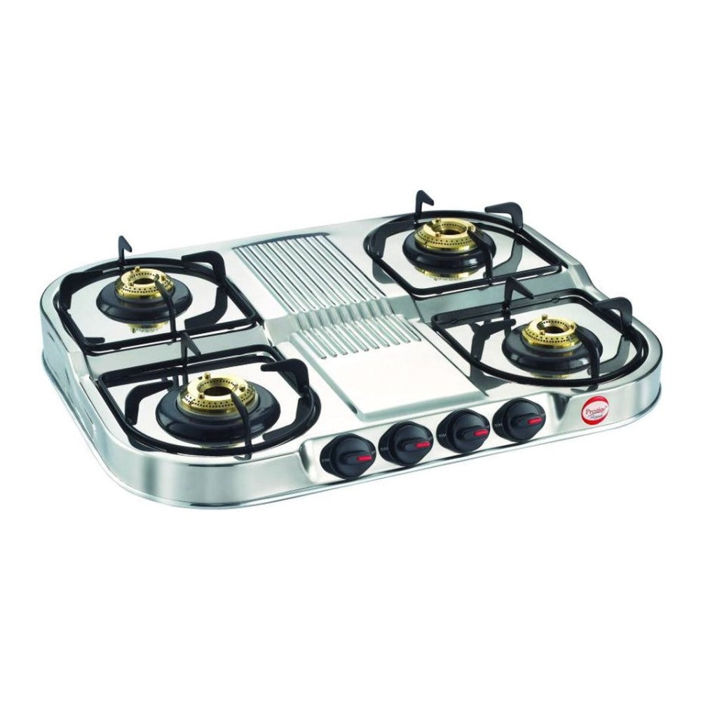 Prestige Stainless Steel DGS 04 Royale 4 Burner Gas Table | Silver
