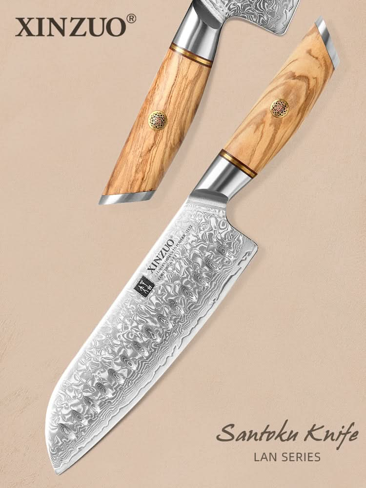 XINZUO Lan Series 73 Layers Damascus Powder Steel Santoku Knife