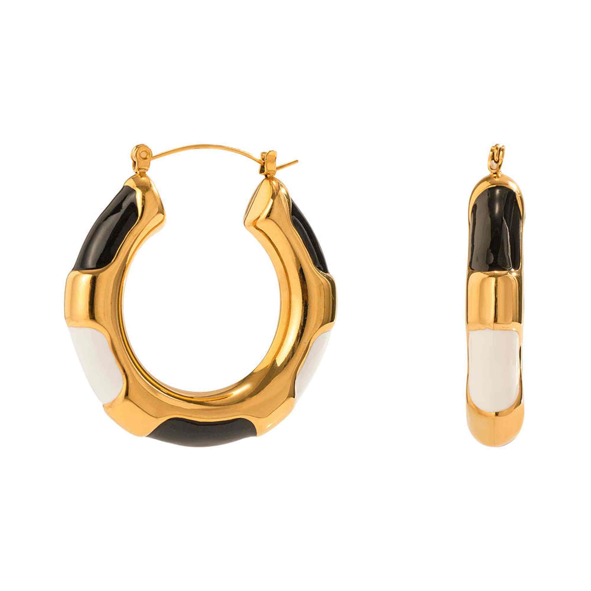 Black White Hoop Earrings