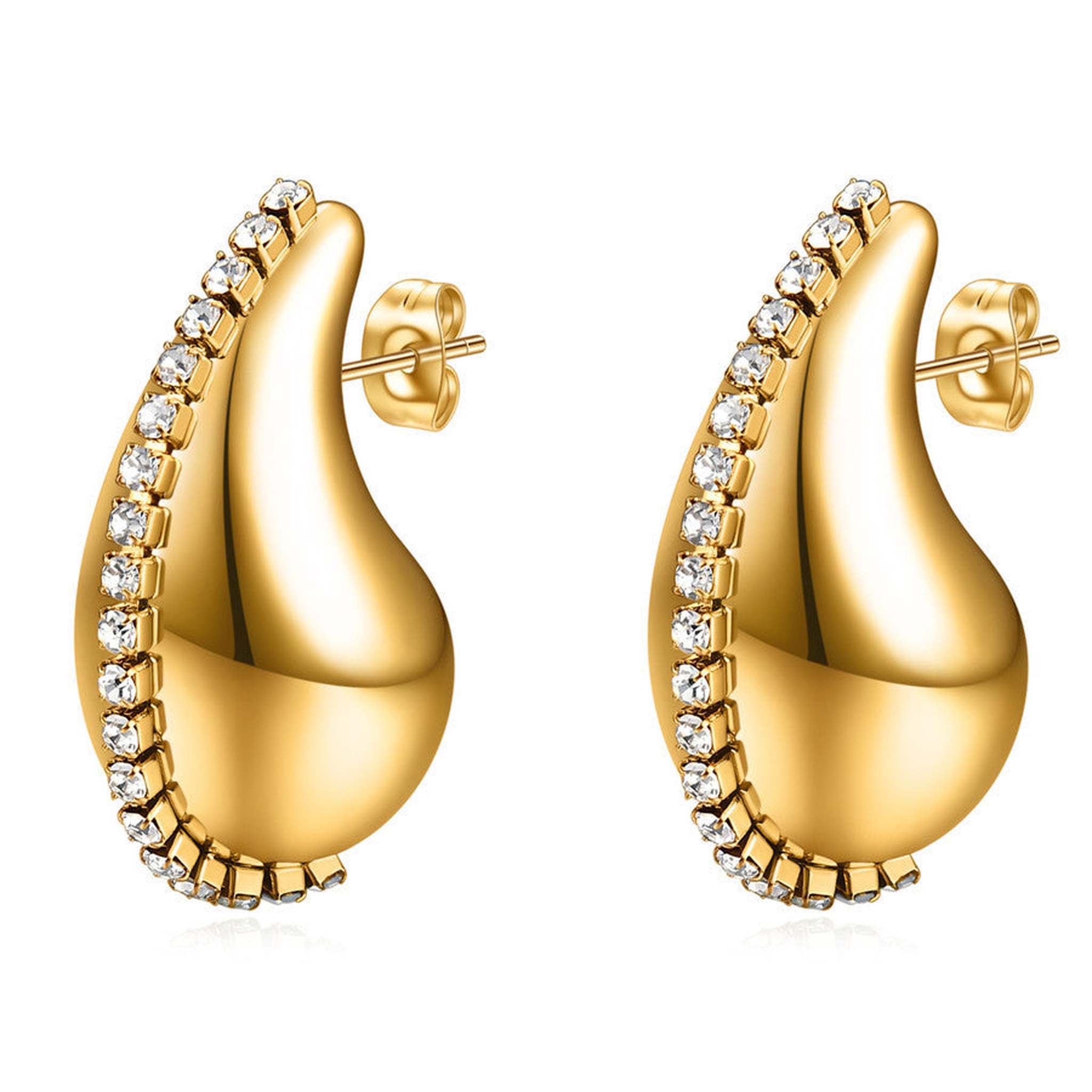 Ice & Gold Tear Drop Earrings