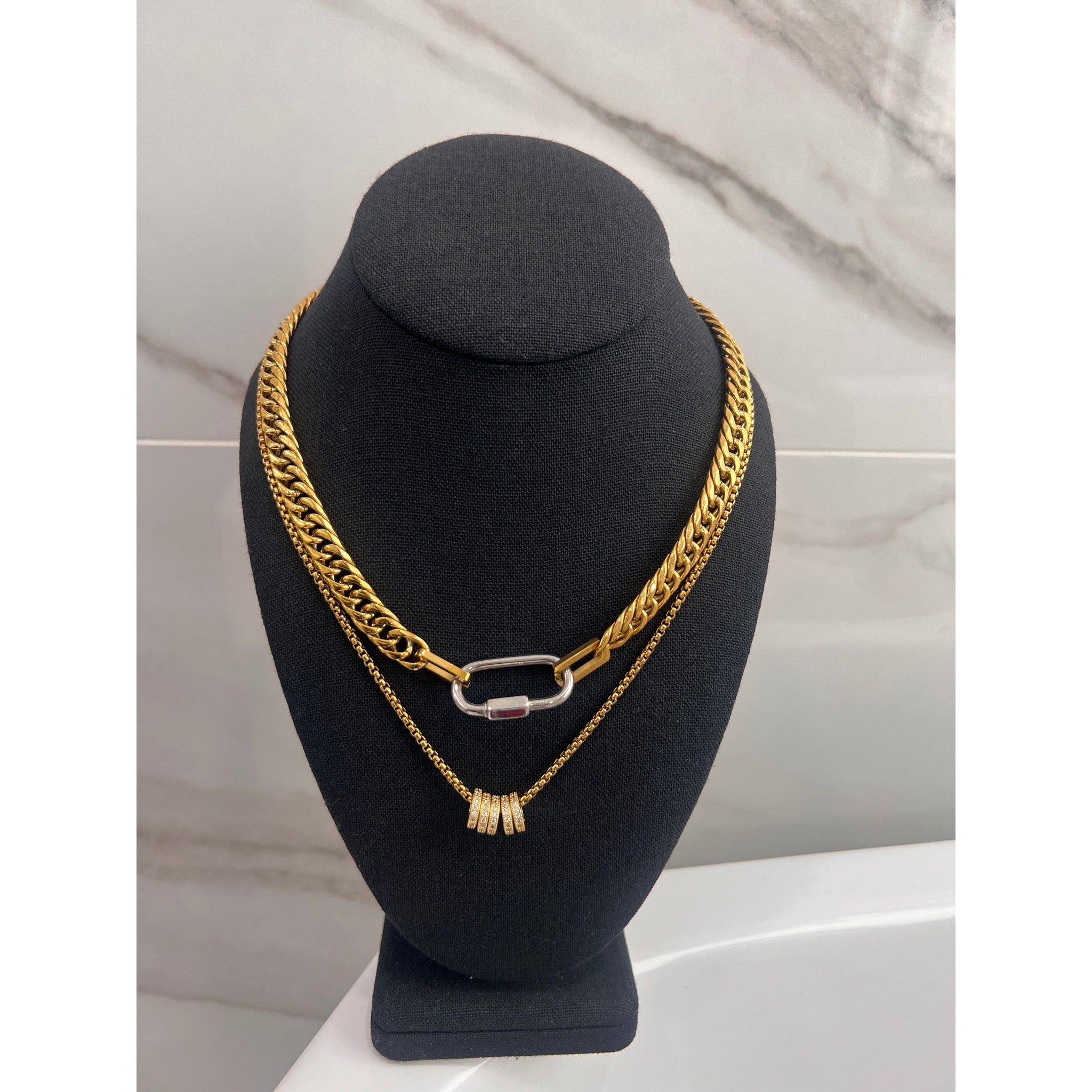 Carabiner Layered Necklace Set