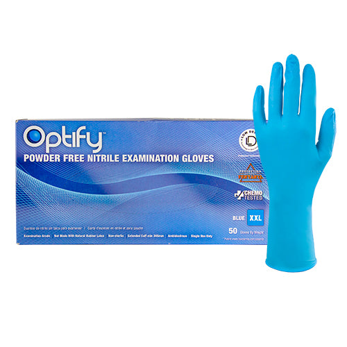 Optify Blue Nitrile Gloves - Exam Grade, Powder Free (9 Mil), 500 Gloves