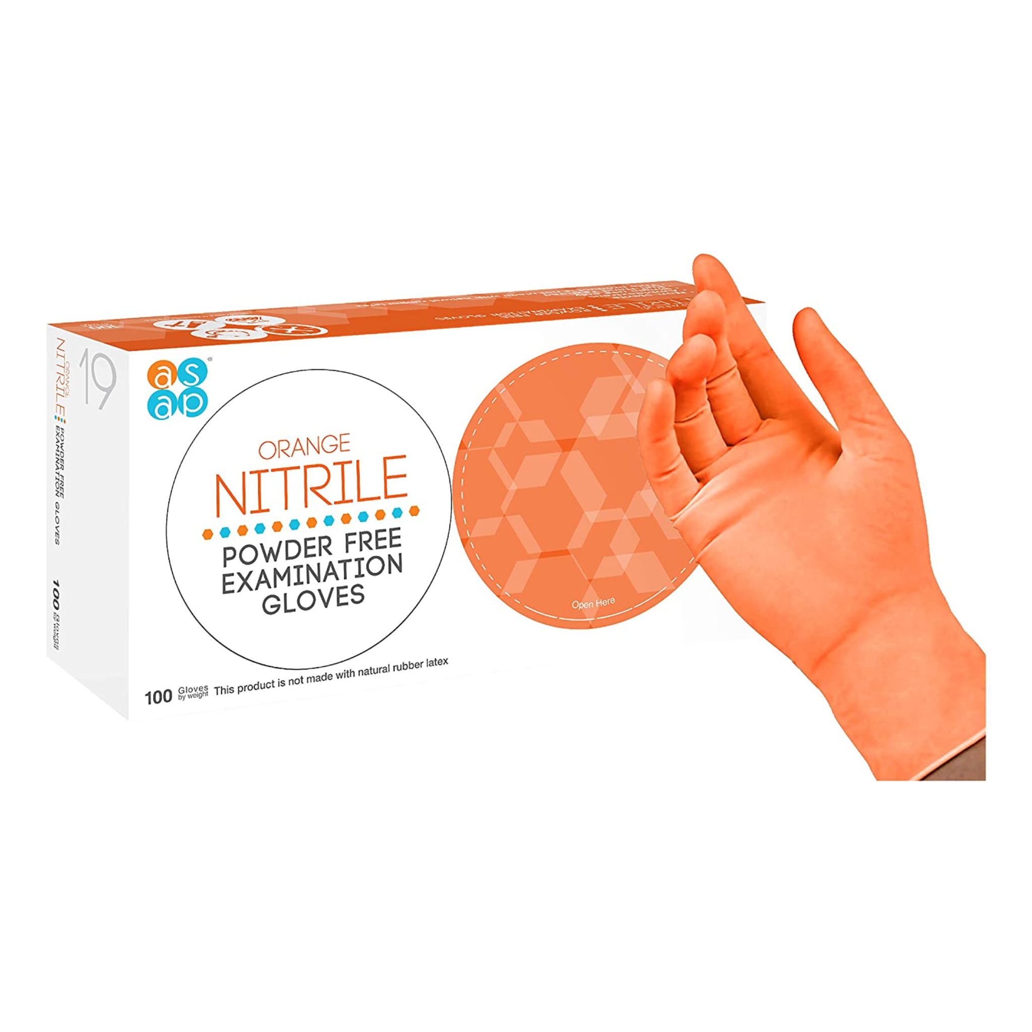 ASAP Orange Nitrile Gloves - Exam Grade, Powder Free (5 Mil), 1,000 Gloves