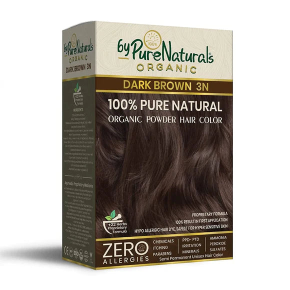 byPureNaturals 100% Pure Natural Powder Hair Colour Dark Brown 3N