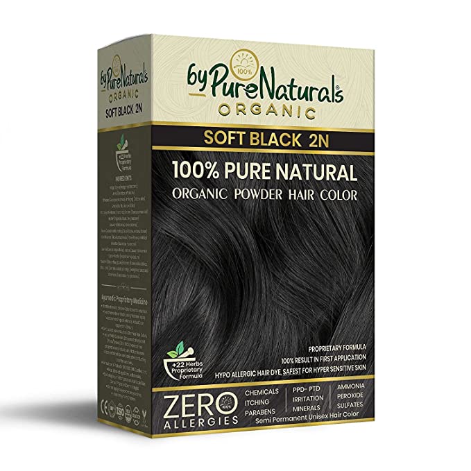 byPureNaturals 100% Pure Natural Powder Hair Colour Soft Black 2N