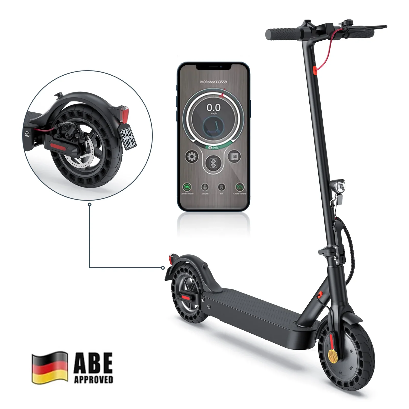 E9Max E-Scooter Mit Straßenzulassung 500W 24,8Meilen (ABE,eKFV)