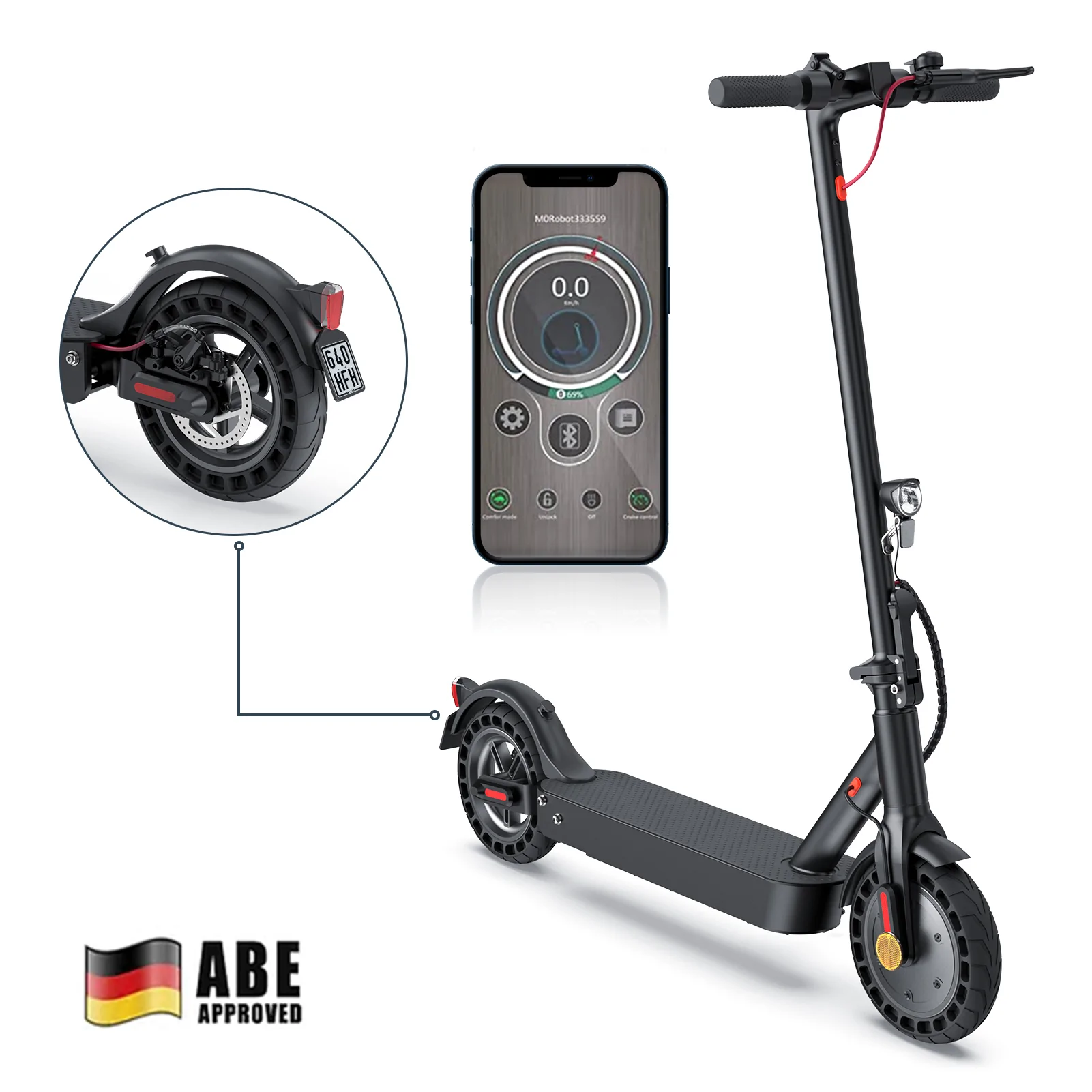 E9Max E-Scooter Mit Straßenzulassung 500W 24,8Meilen (ABE,eKFV) Sale