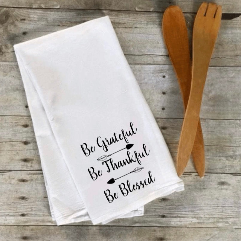 Grateful, Thankful, Blessed Thanksgiving Tea Towel