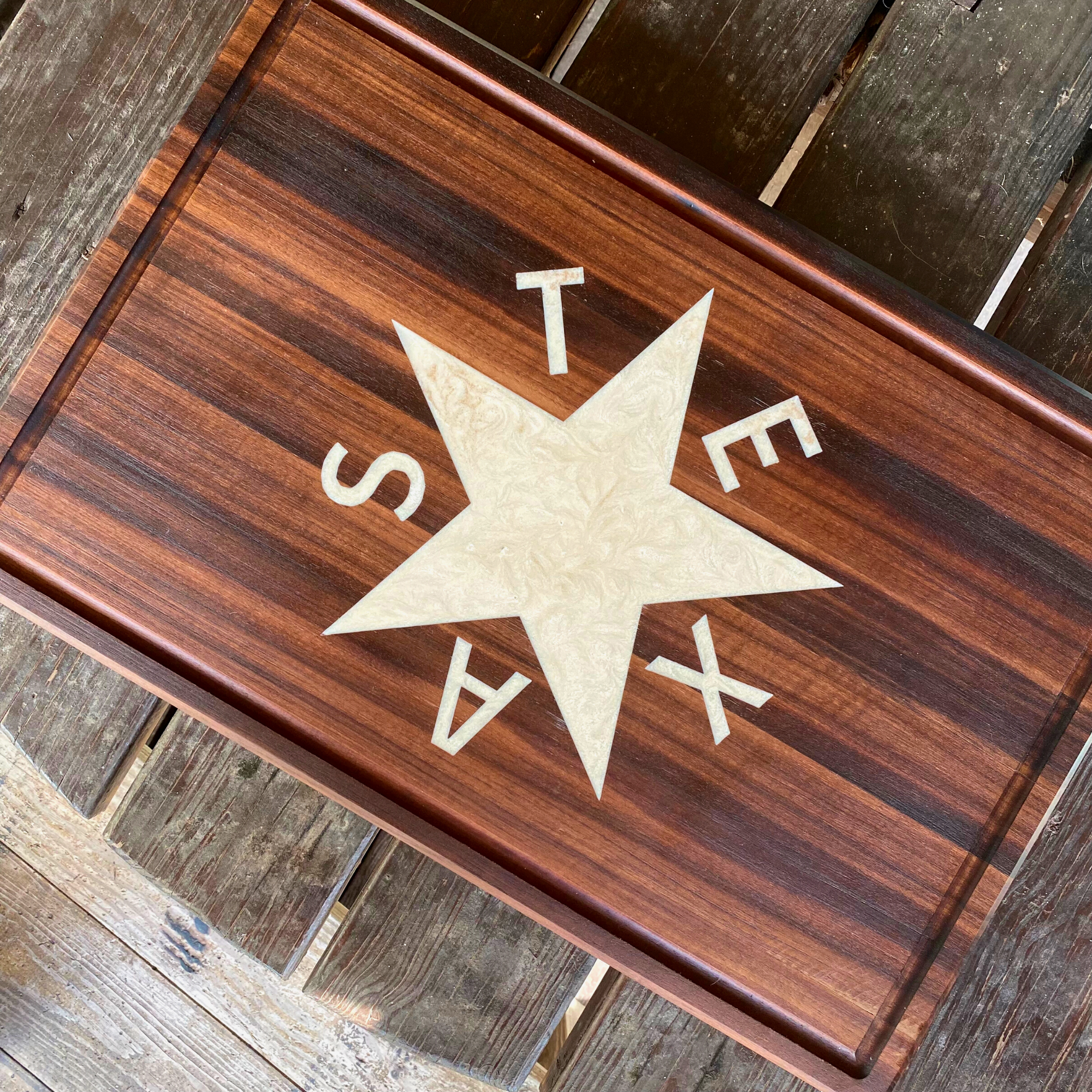 De Zavala Texas Flag Block, Walnut