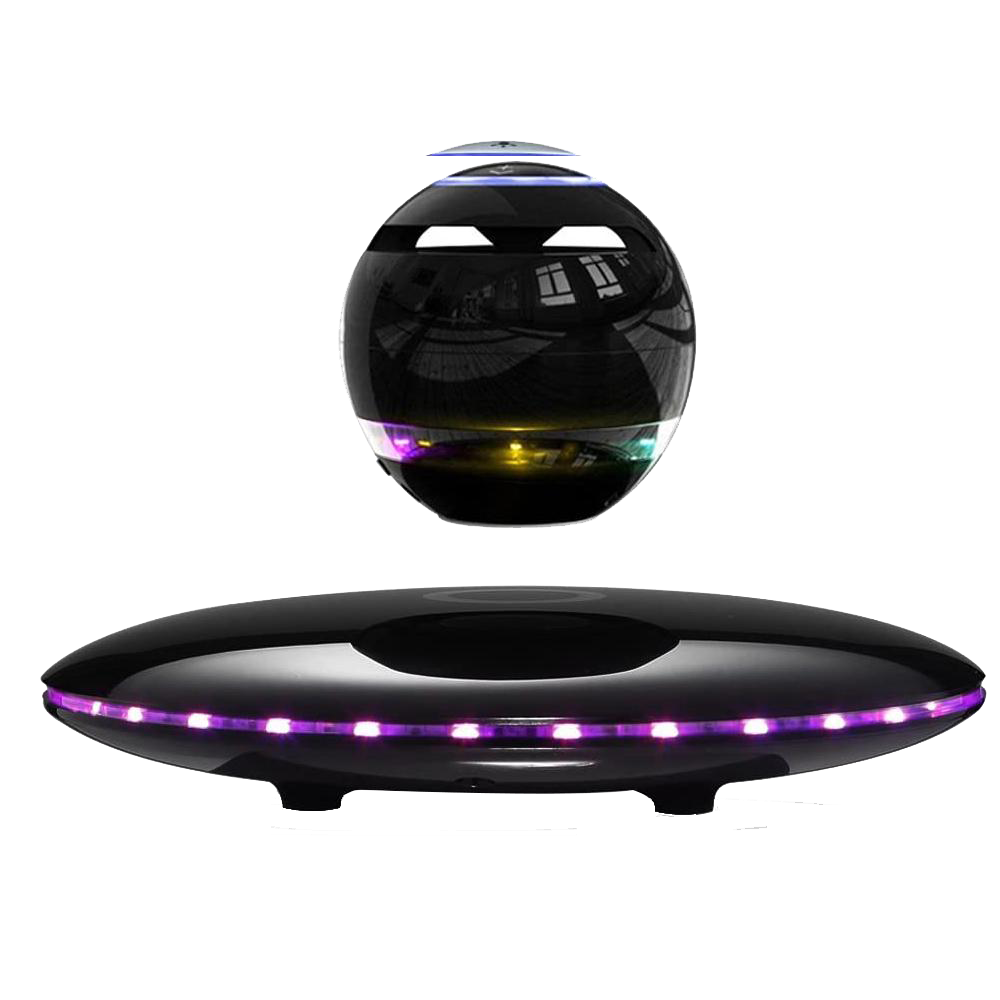 LANGTU Magnetic Levitation LED Black Floating Speaker