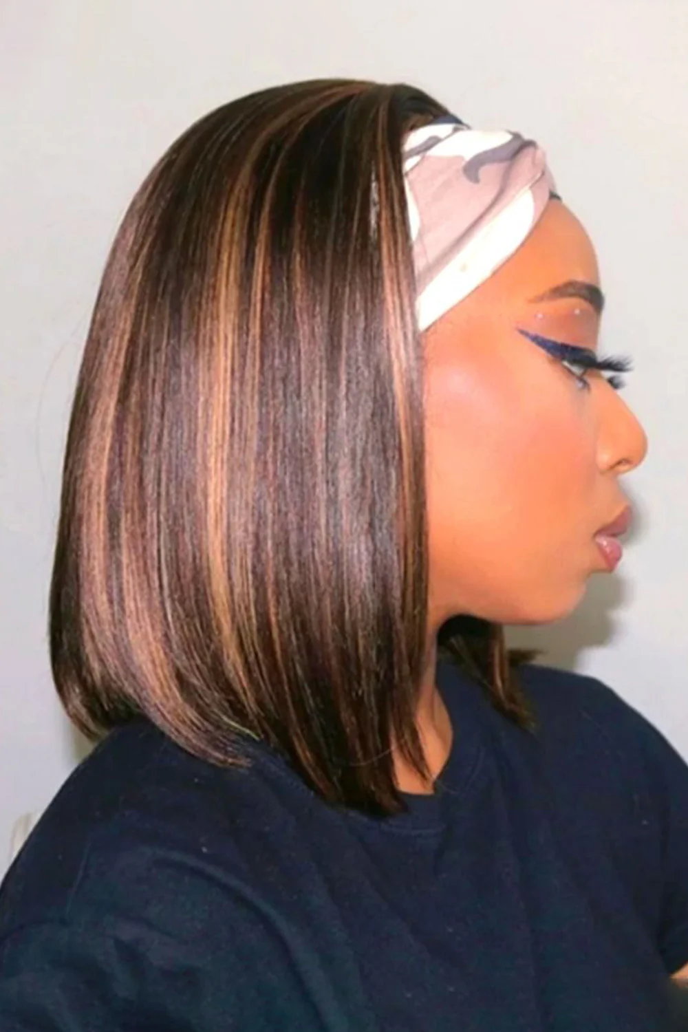 Cute Highlight Straight Bob Headband Wig Style