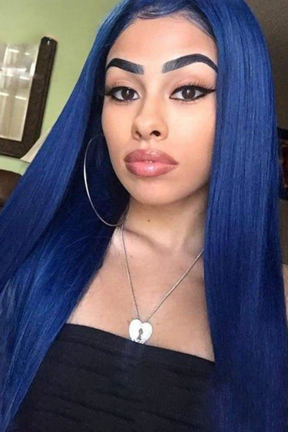 13x6 Glueless Hd Lace Wig Blue Straight-HD48