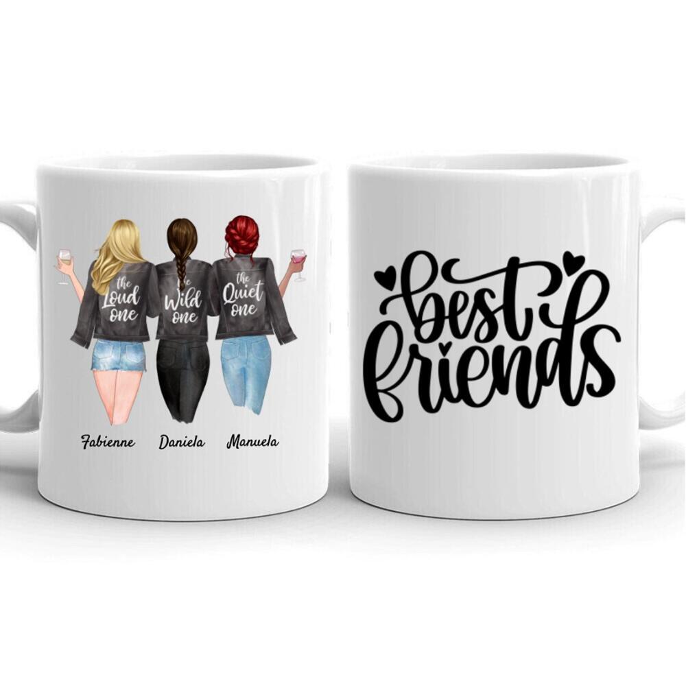 Beste Freundinnen - Personalisierte Tasse (3 Personen)