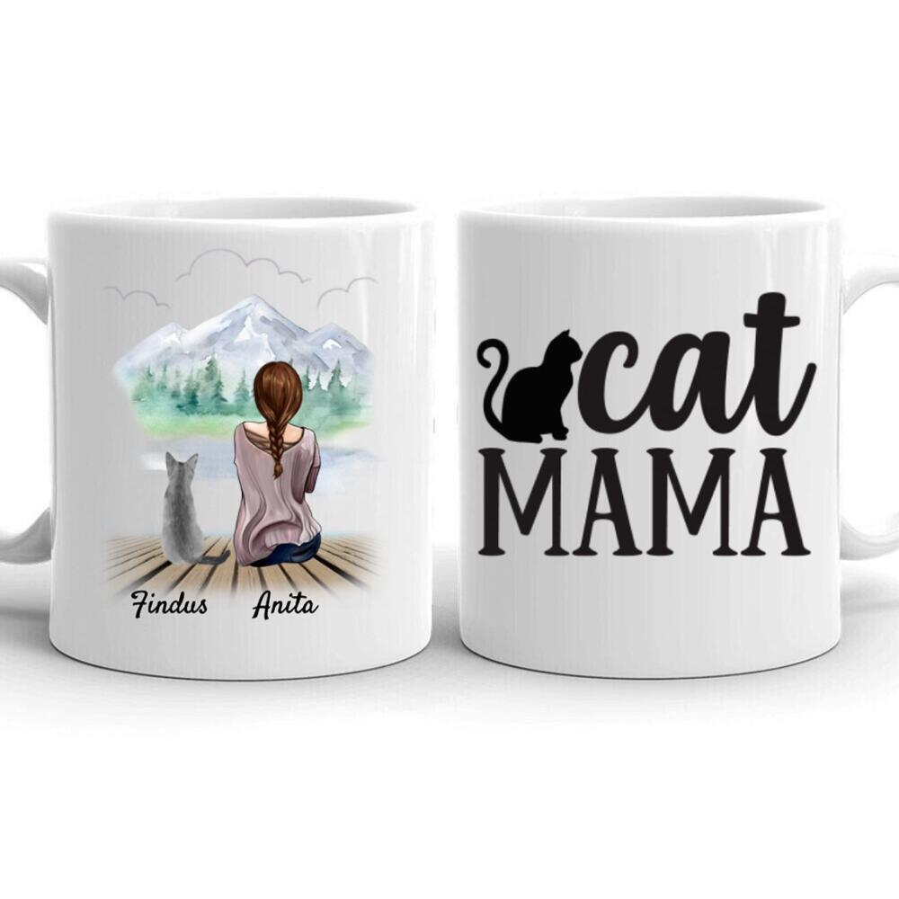 Frau mit Katzen - Personalisierte Tasse