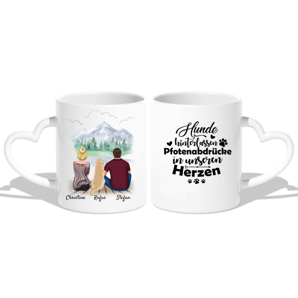 Pärchen mit Hund - Personalisierte Tasse