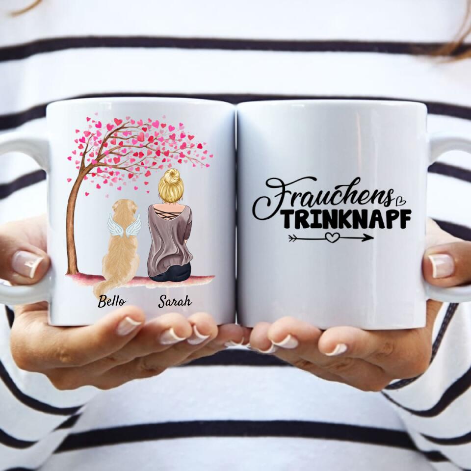 Frau mit Hunden - Personalisierte Tasse