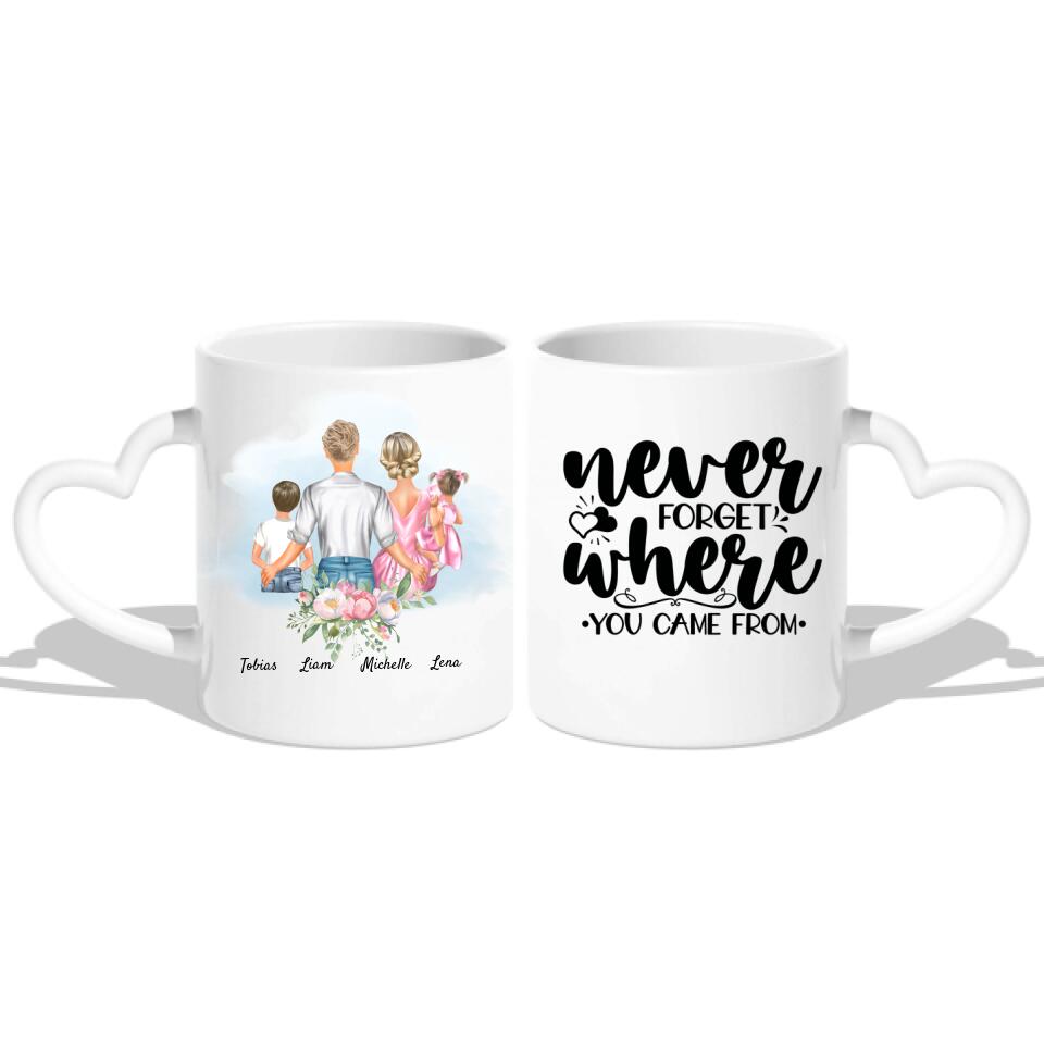 Familie (bis 2 Kinder) - Personalisierte Tasse