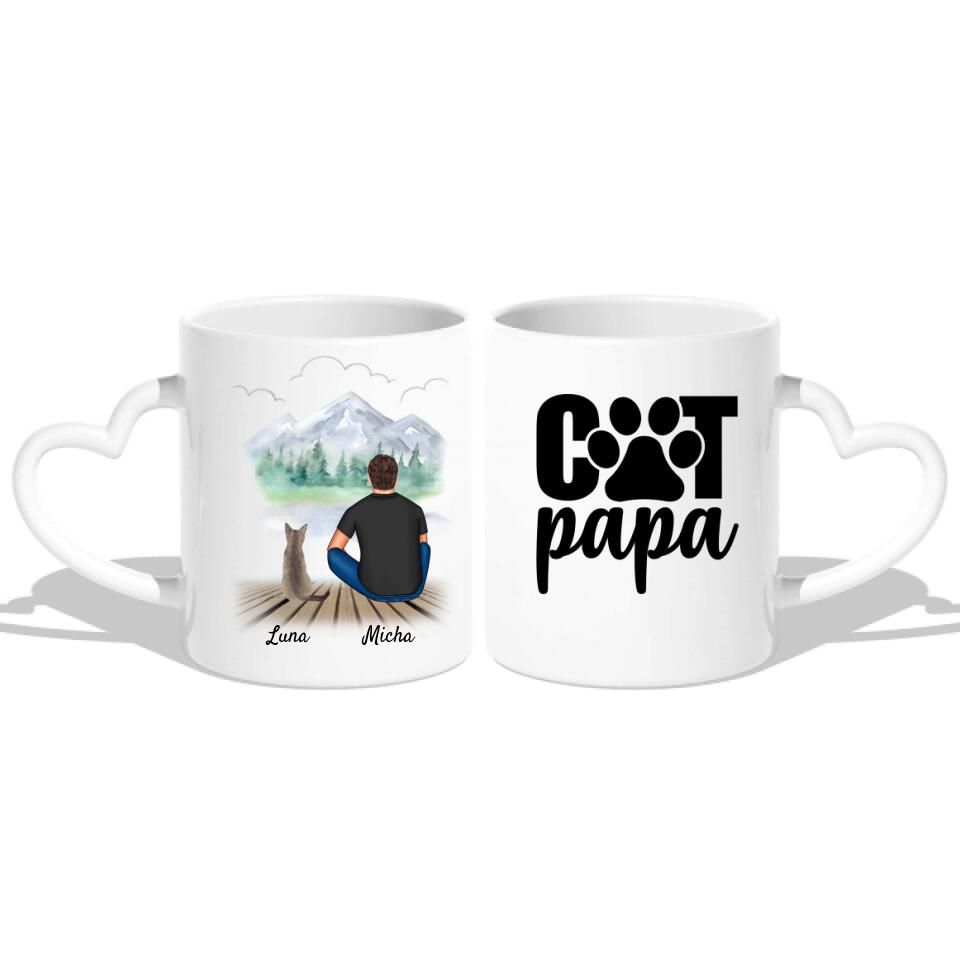 Mann mit Katze - Personalisierte Tasse