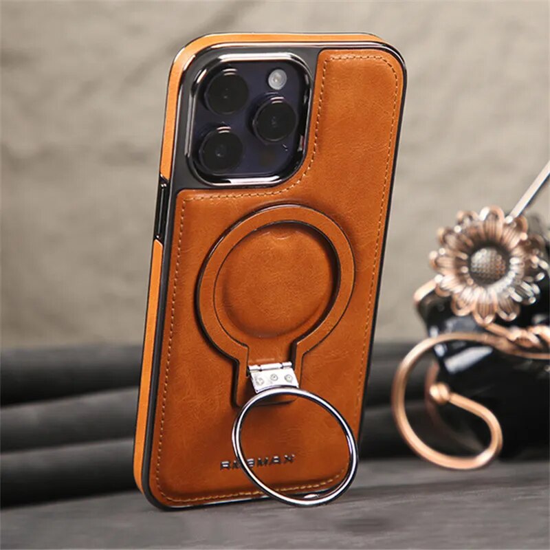 Business PU Leather Fold Stand Holder Phone Case For iPhone