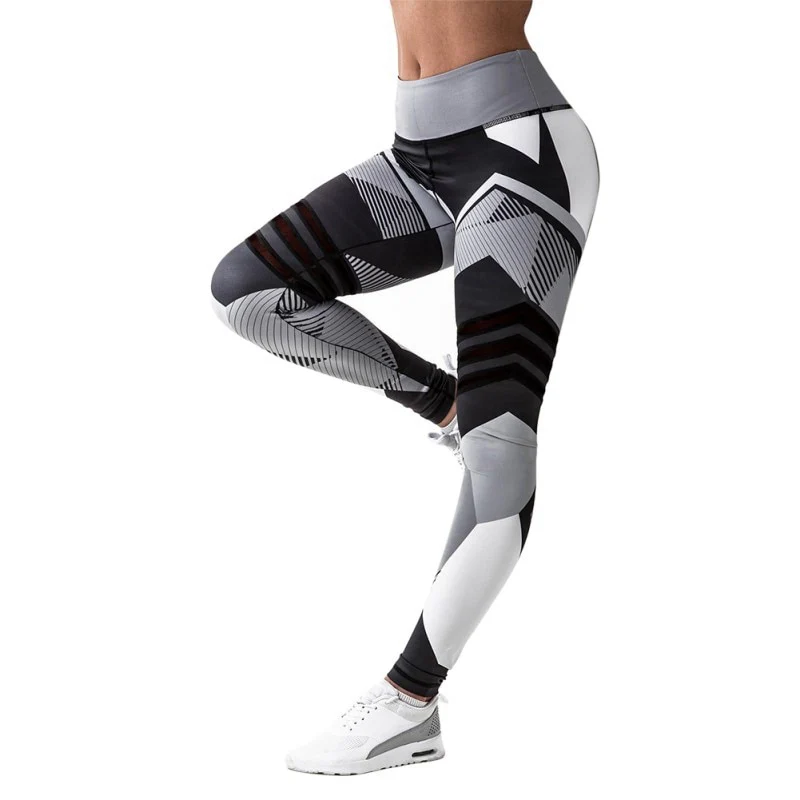 Chic Geometric Pattern Leggings for Women - Polyester-Spandex Comfort