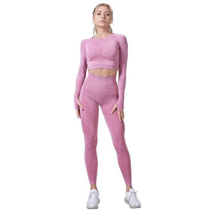 Women Vital Seamless Yoga Set Gym Leggings+Cropped