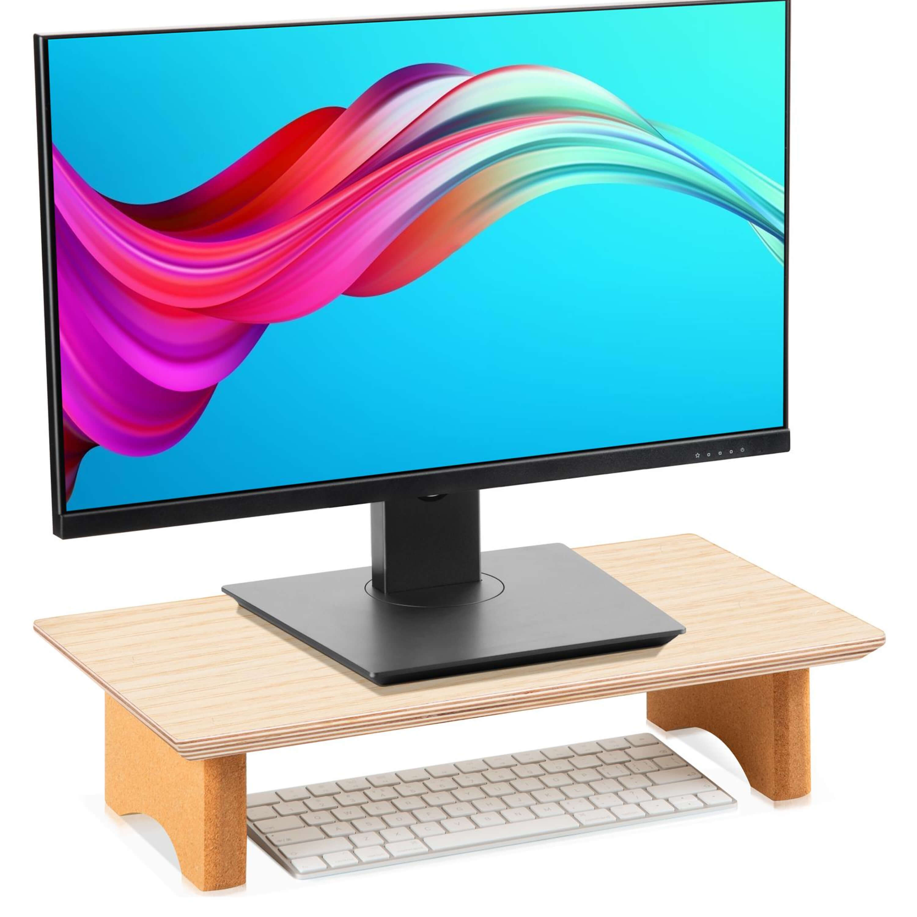 Monitor Stand for Desk Solid Wood Desktop Stands for Laptop (Two Color)