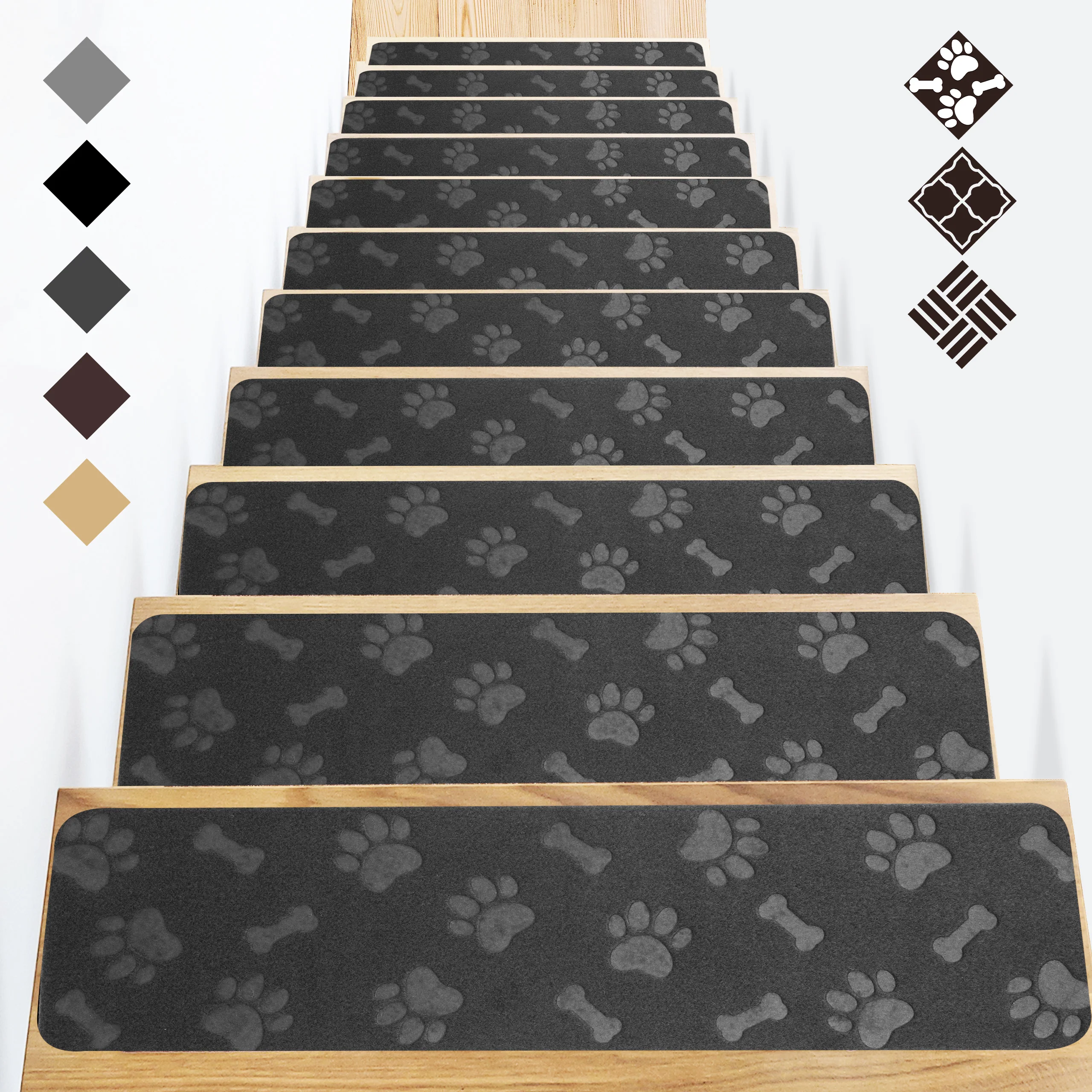 Self Adhesive Indoor Stair Runner Rugs Cover Mat Stair Treads for Wooden Steps