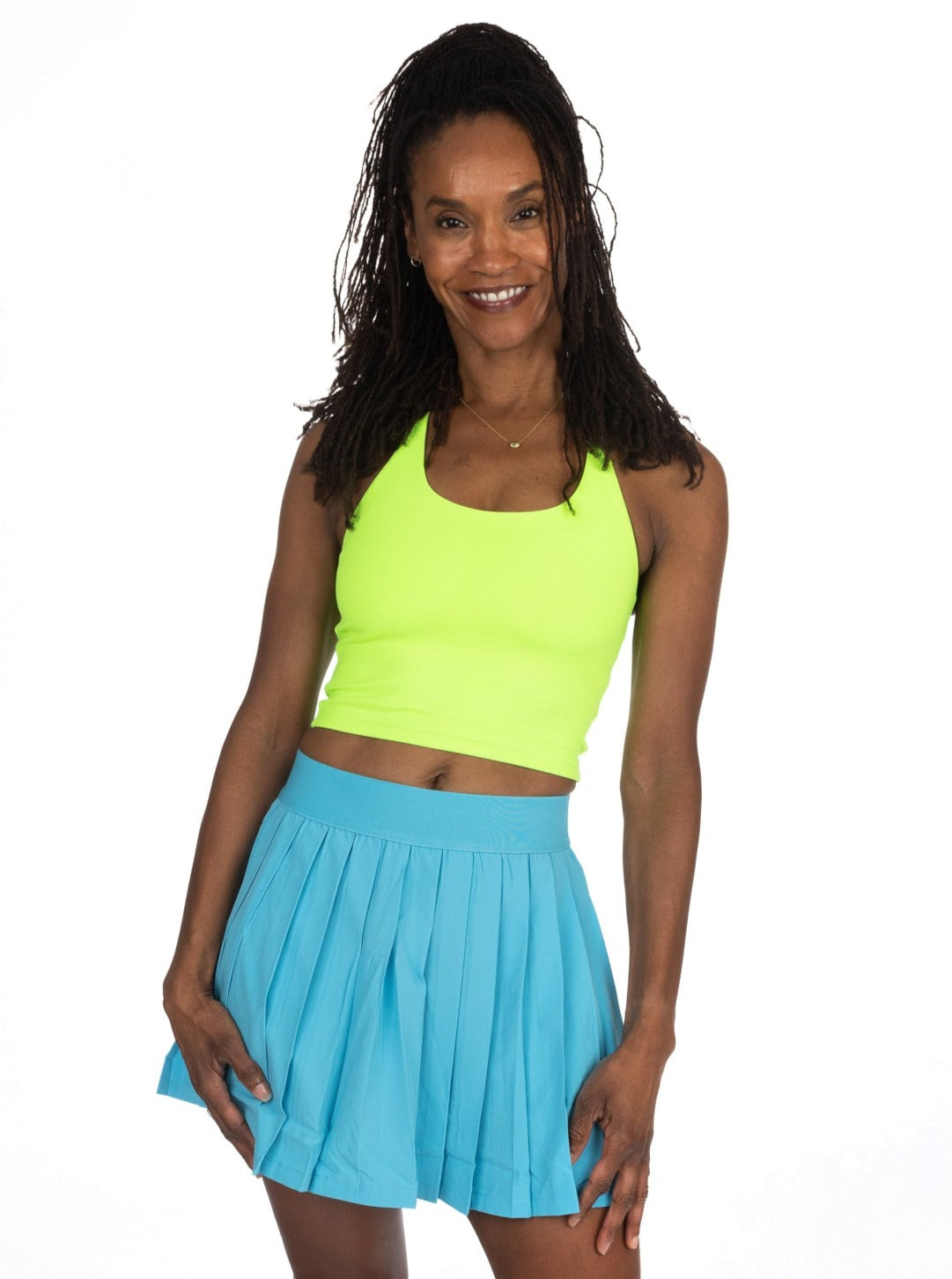 Knot-Back Tank Top in Lime Green
