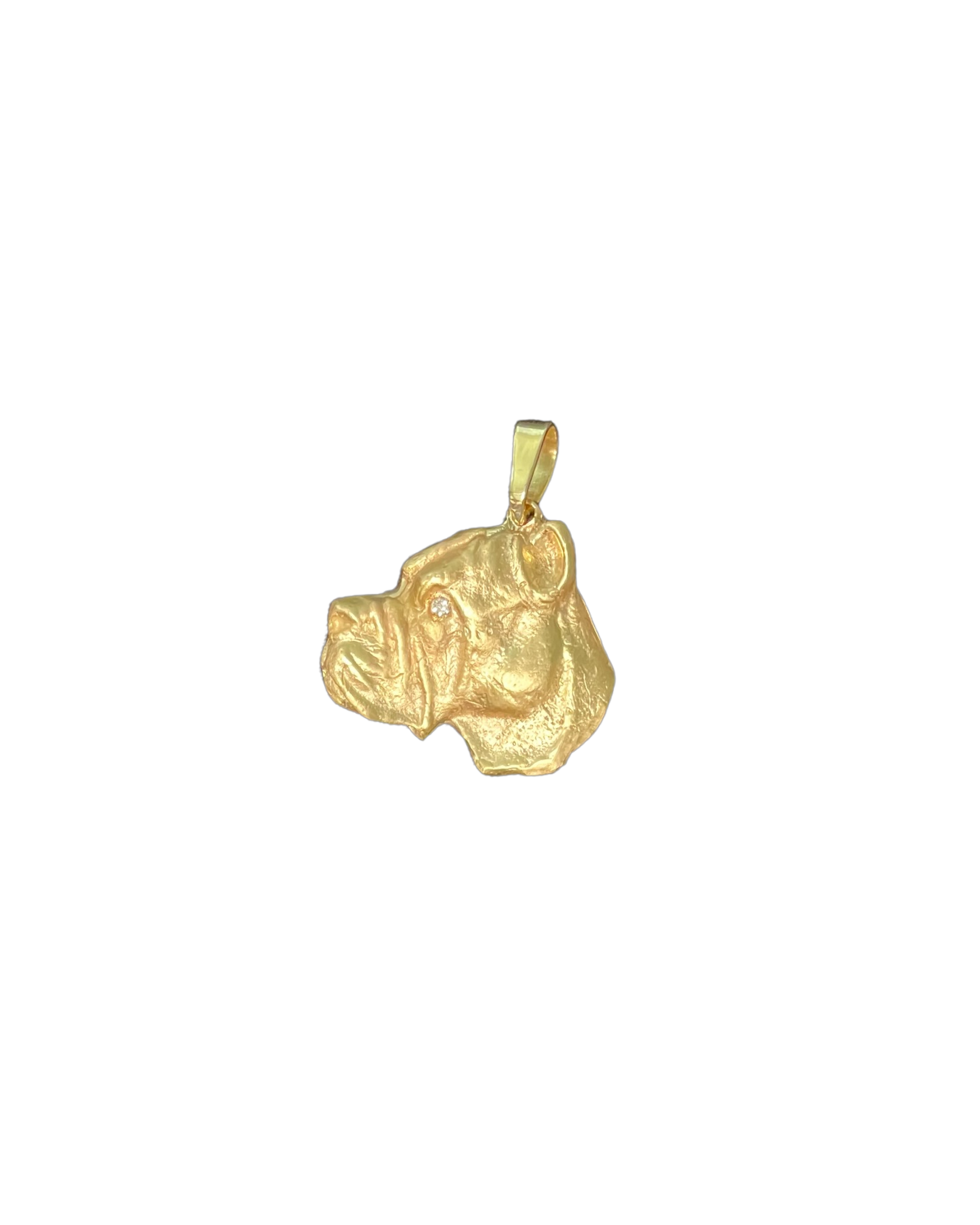 14k Gold Hand Casted Cane Corso Pendant w/ Diamond Eye