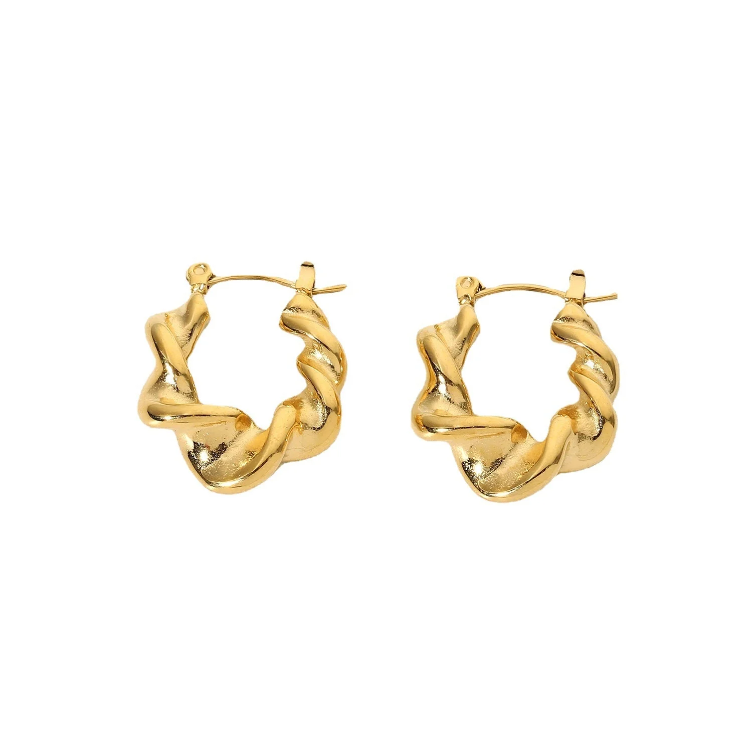 Twisted Loop Earrings: Stylish Vintage for Women in 18k Gold Plated