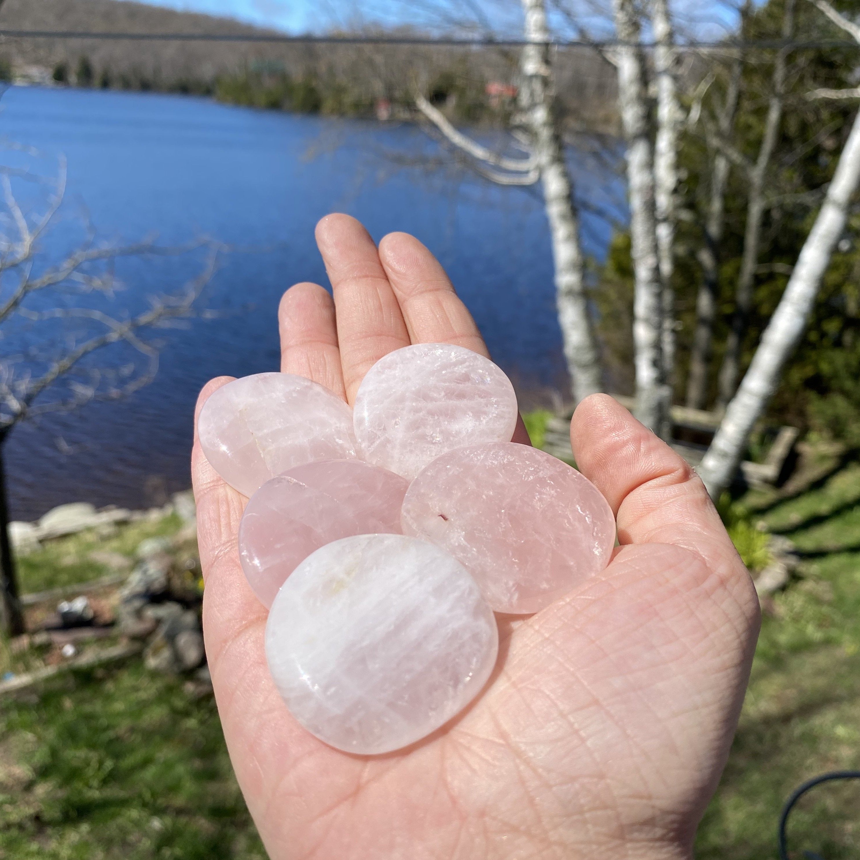 Rose Quartz Polished Palm Stone Crystal