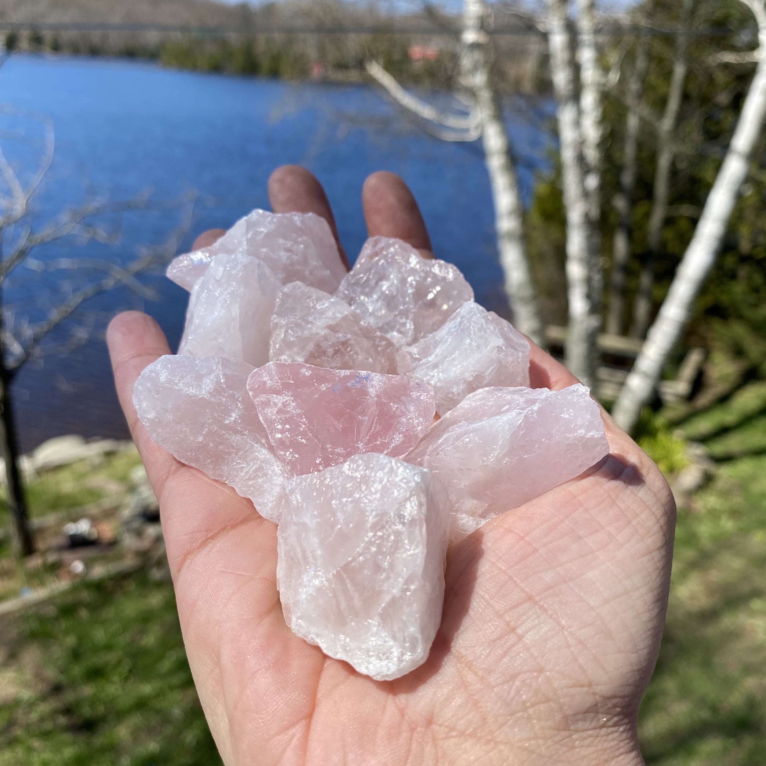 Rose Quartz Rough Cut Crystal Healing Stones