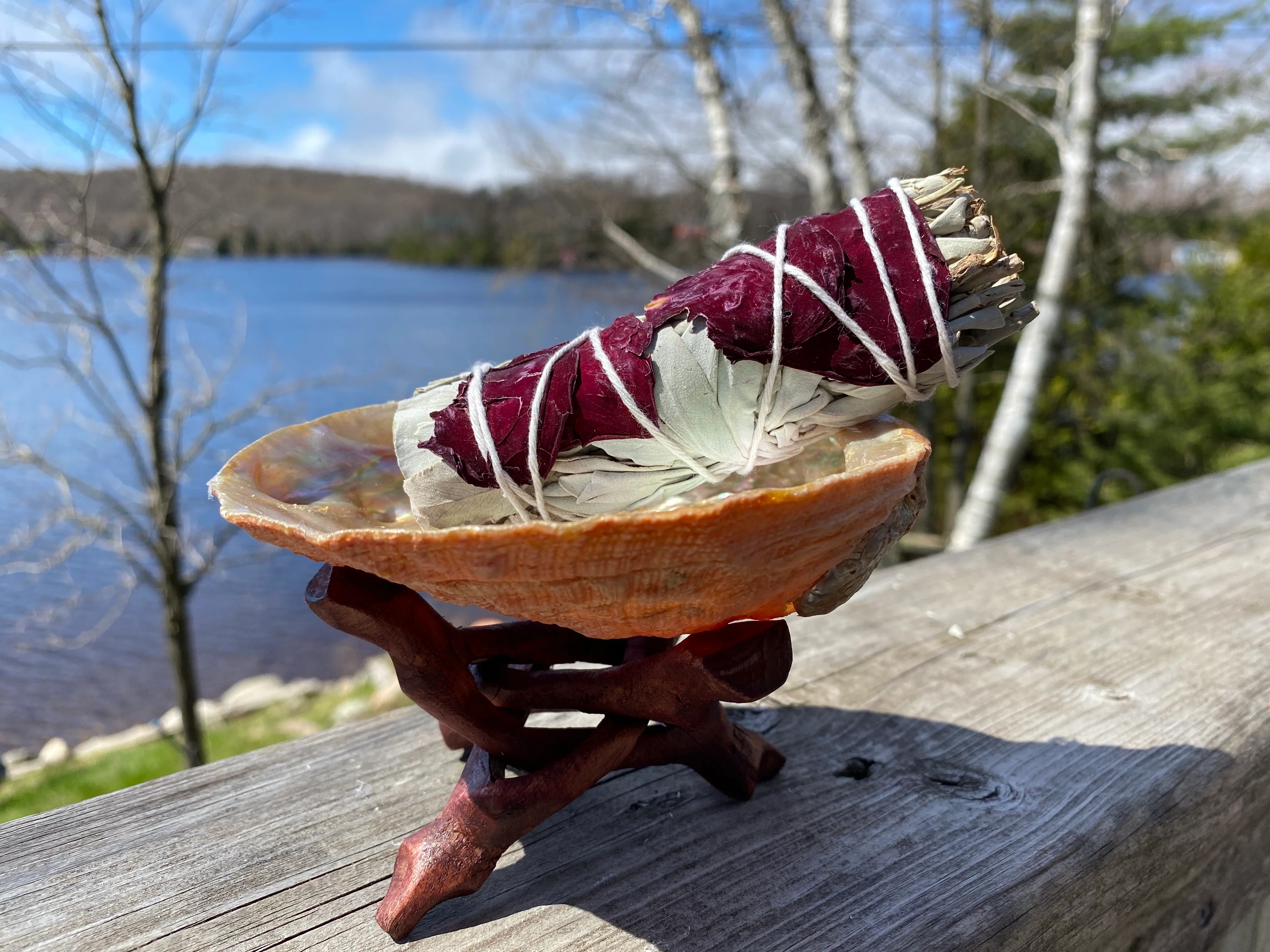 4” Rose Petal + White Sage Smudge Stick