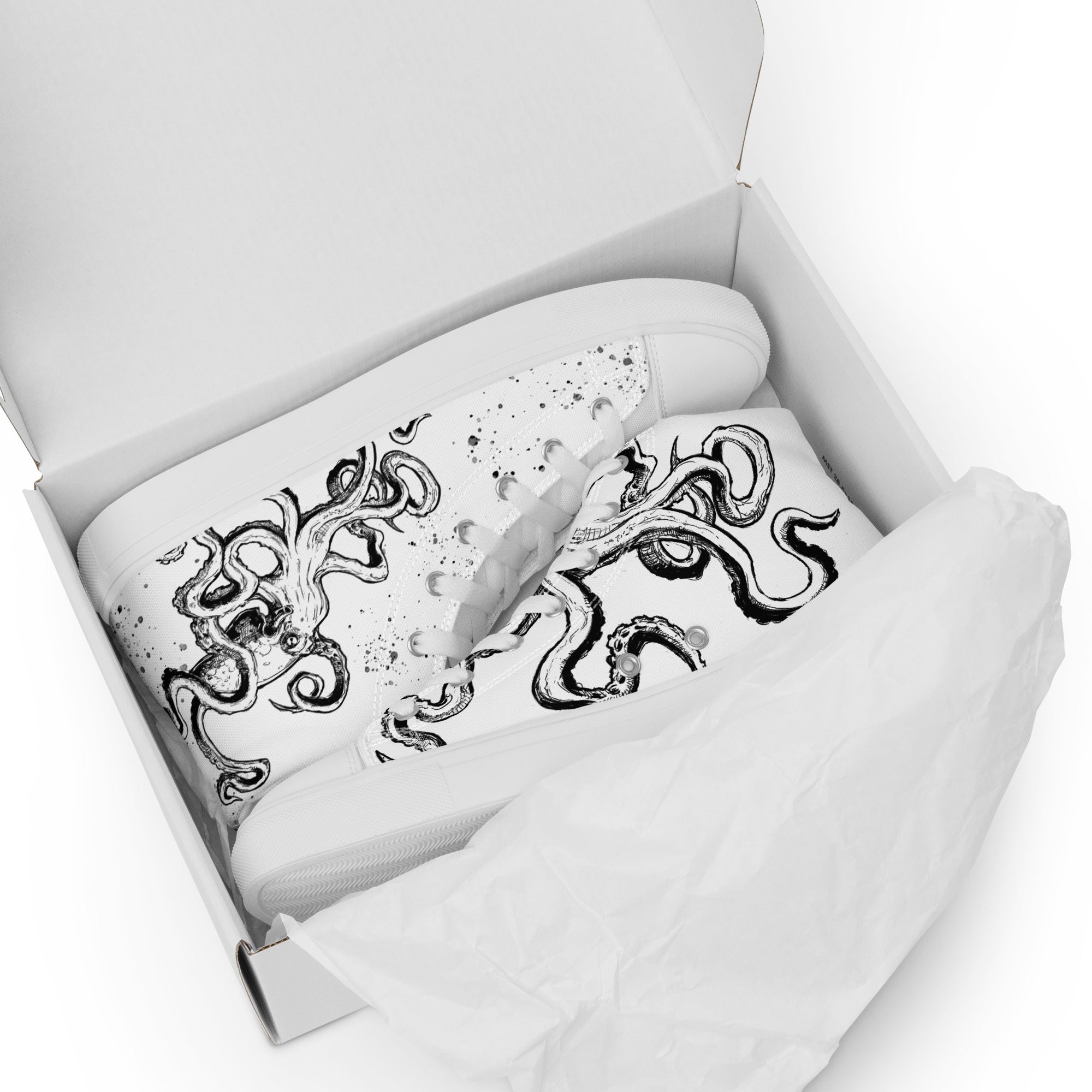 White Out Edition "The Octopus" Men's High top Canvas Sneakers -OTO