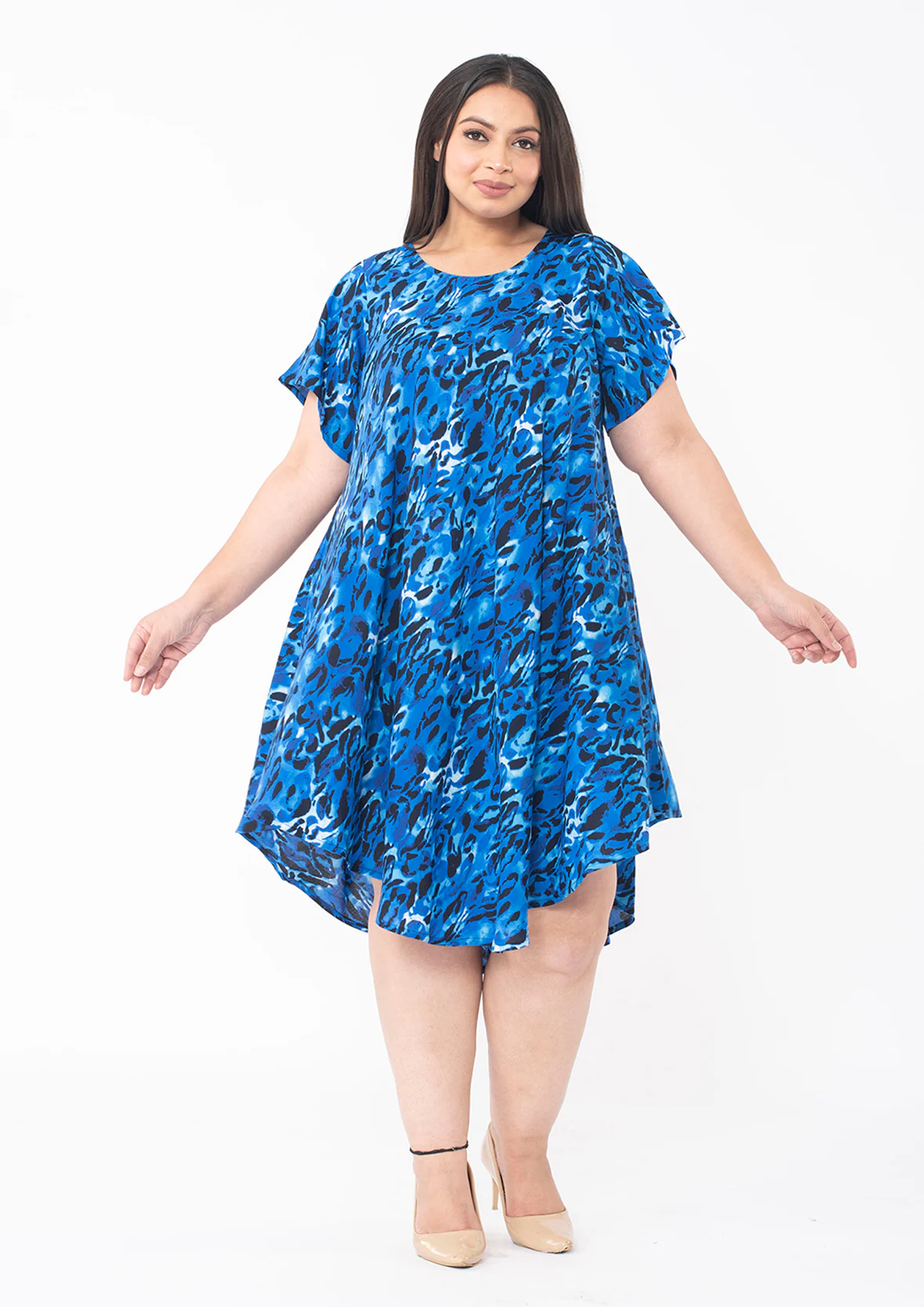 Vibrant Umbrella Dress With Sleeves & Pockets