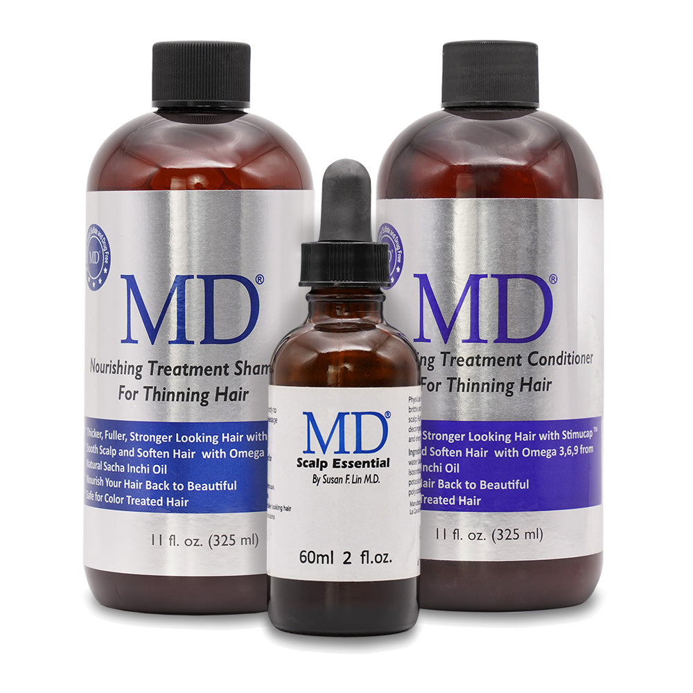 MD® Healthy Scalp Bundle : Revitalizing Treatment Shampoo - Conditioner - Serum for Thinning Hair