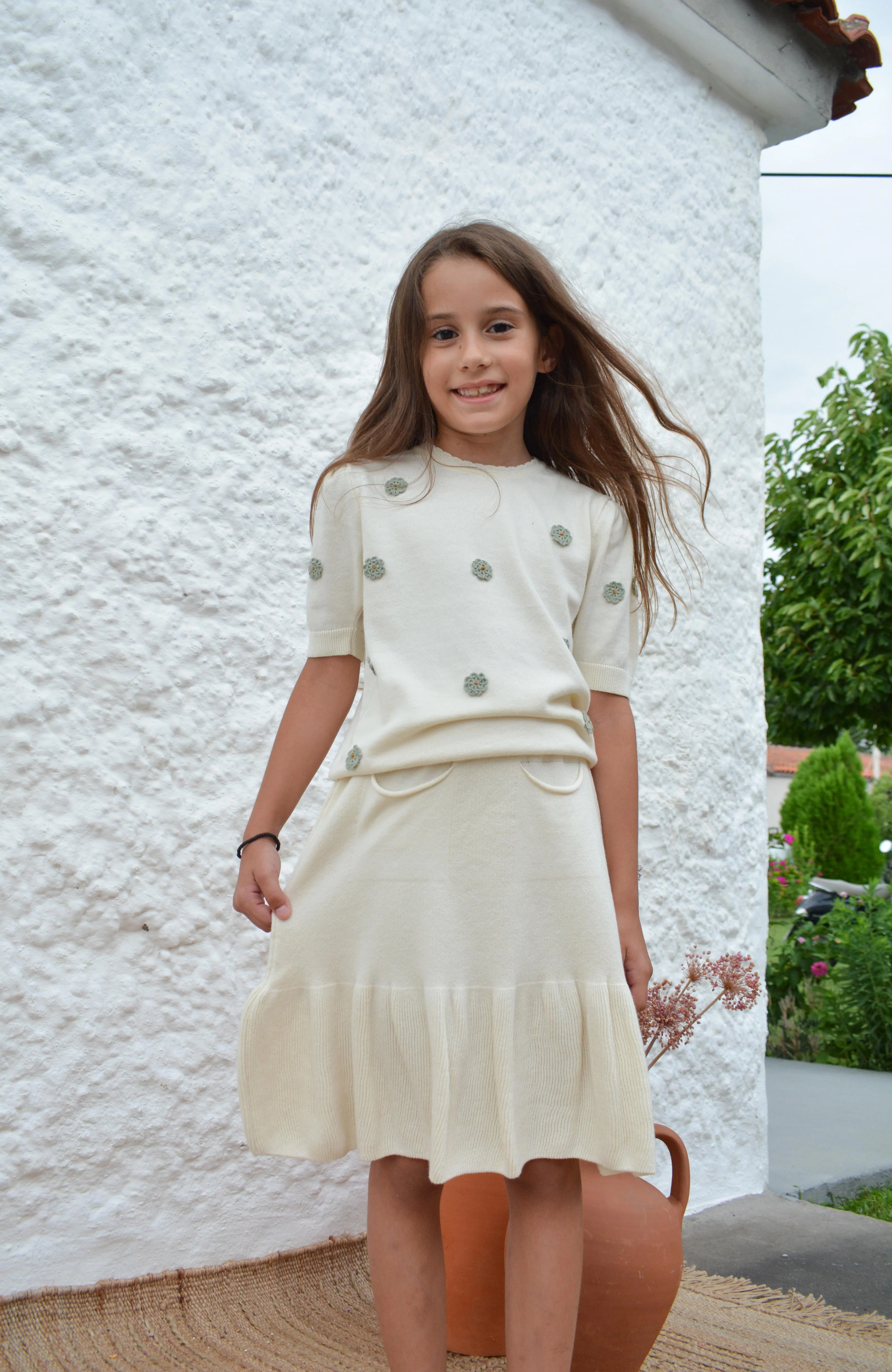 Girls Skirt, Bodrum Skirt Milk White