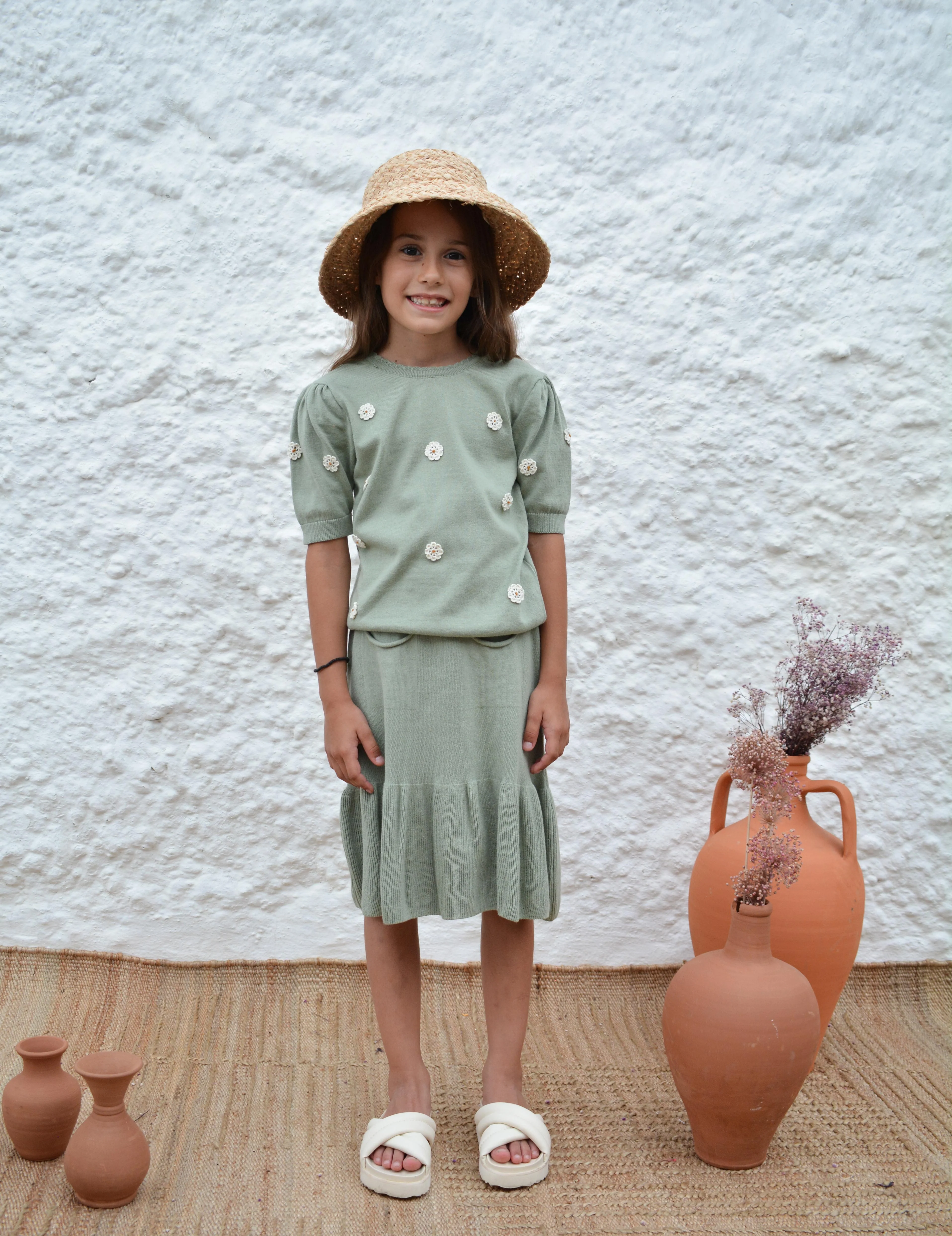 Girls Skirt, Bodrum Skirt Green