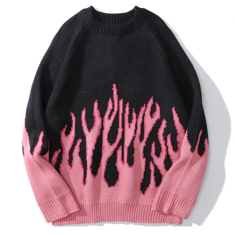 Pink Knitted Flame Sweater