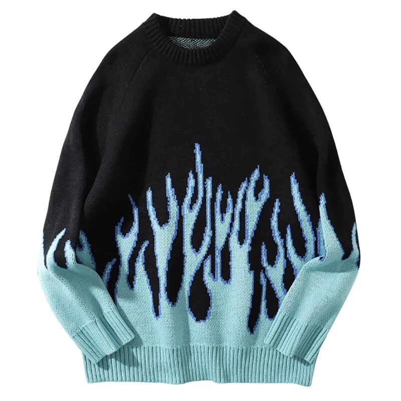 Knitted Blue Flame Sweater