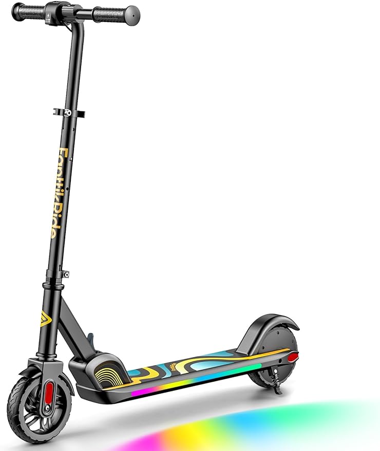 C9 Pro Electric Scooter for Kids Ages 8+, Colorful Rainbow Lights, 5/8/10MPH, 5 Miles Range