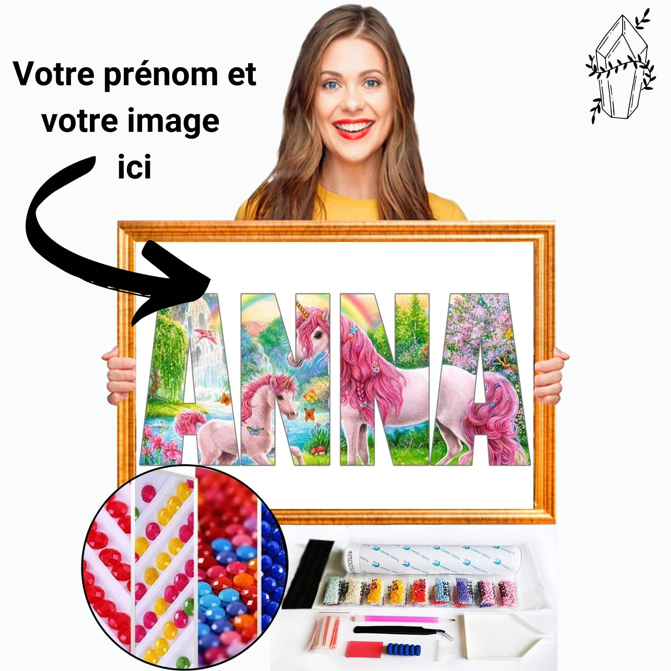 Broderie diamant Prénom Personnalisé