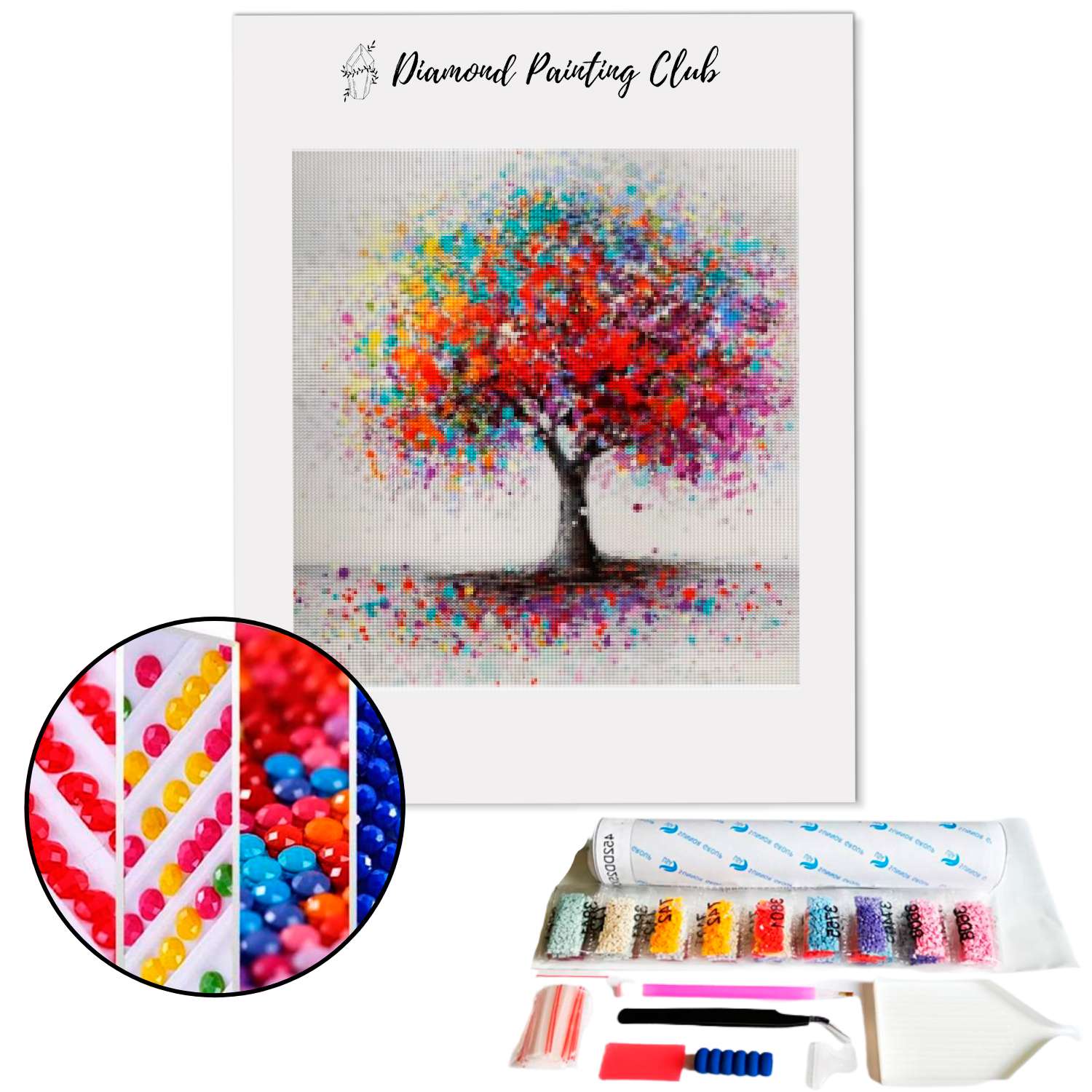 Broderie diamant Arbre Multicolore