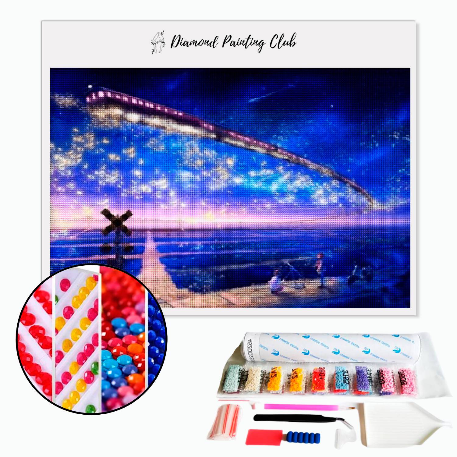 Broderie diamant Train magique