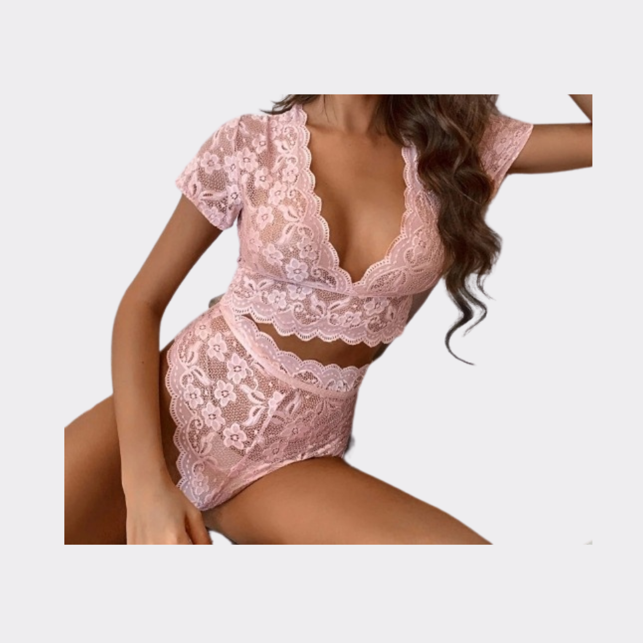 High Rise Floral Lace Lingerie Set