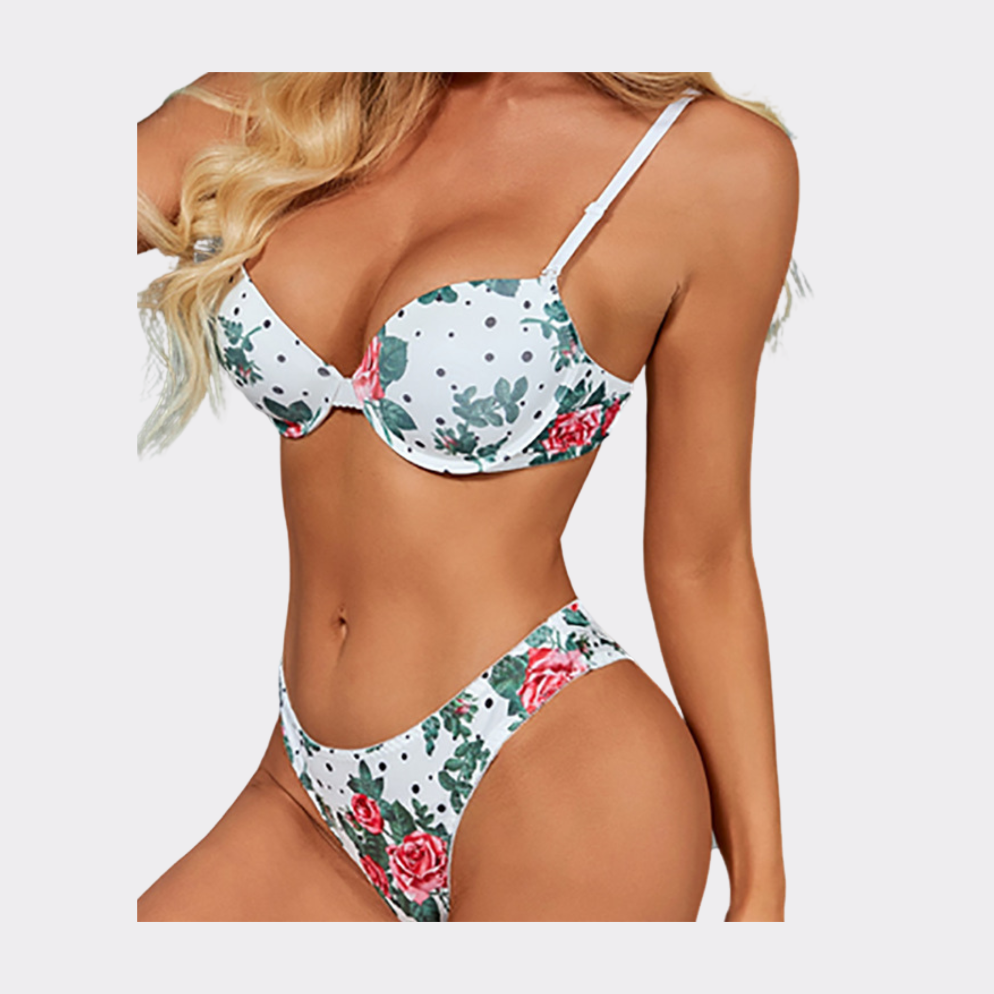 Tropical Lingerie Bra Set - White