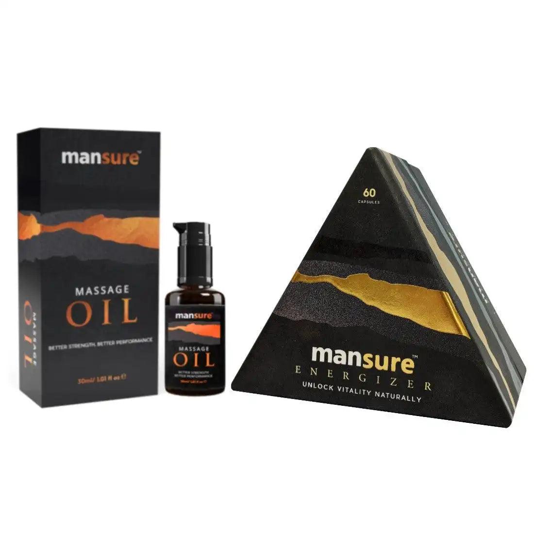 ManSure Combo - Massage Oil and ENERGIZER Capsules For Men