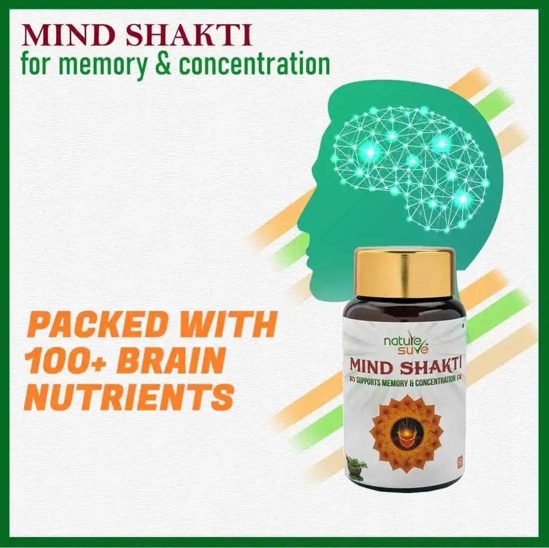 Nature Sure Mind Shakti Tablets for Memory and Concentration in Men and Women - 60 Tablets